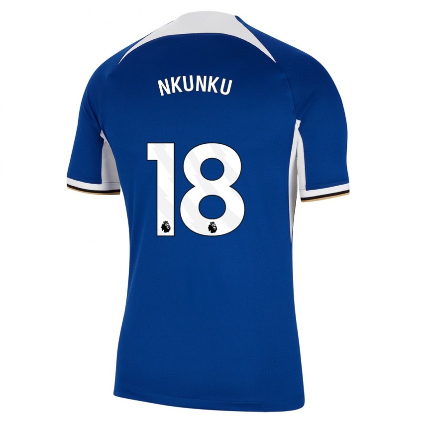 Criança Camisola Christopher Nkunku #18 Azul Principal 2023/24 Camisa