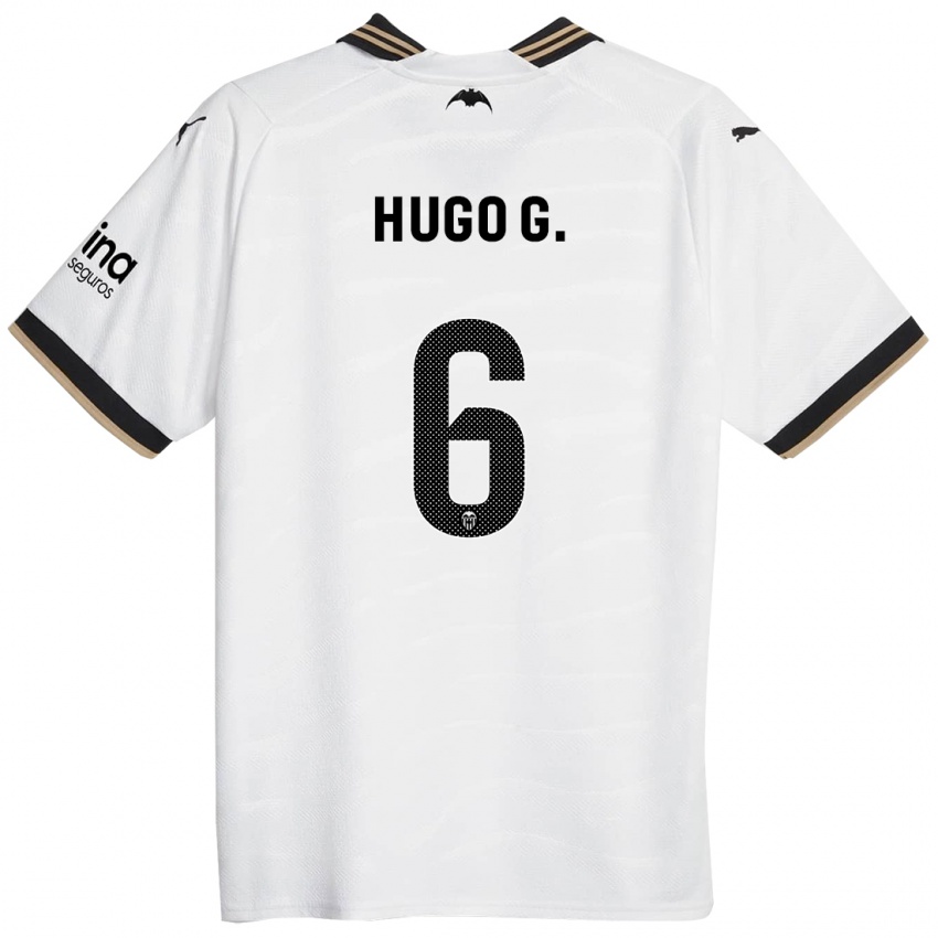 Criança Camisola Hugo Guillamon #6 Branco Principal 2023/24 Camisa