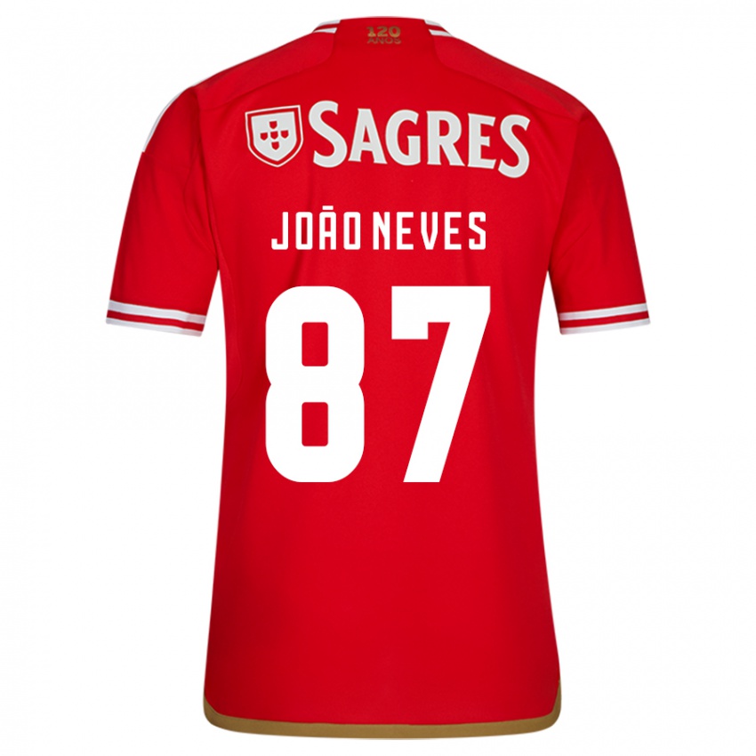 Criança Camisola João Neves #87 Vermelho Principal 2023/24 Camisa