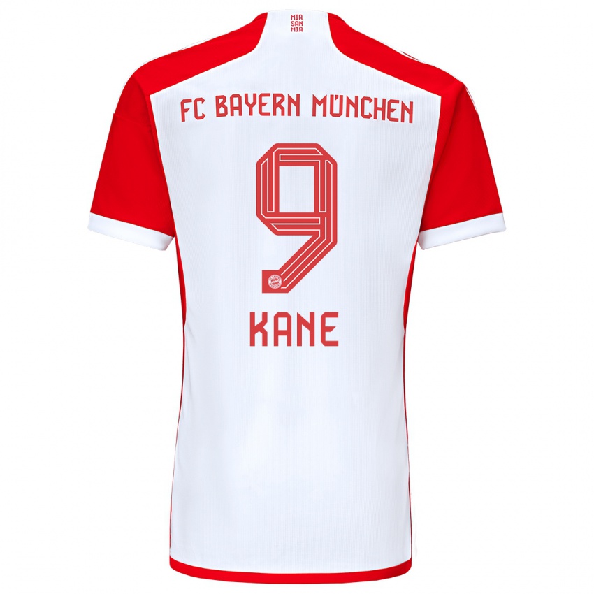 Criança Camisola Harry Kane #9 Vermelho Branco Principal 2023/24 Camisa