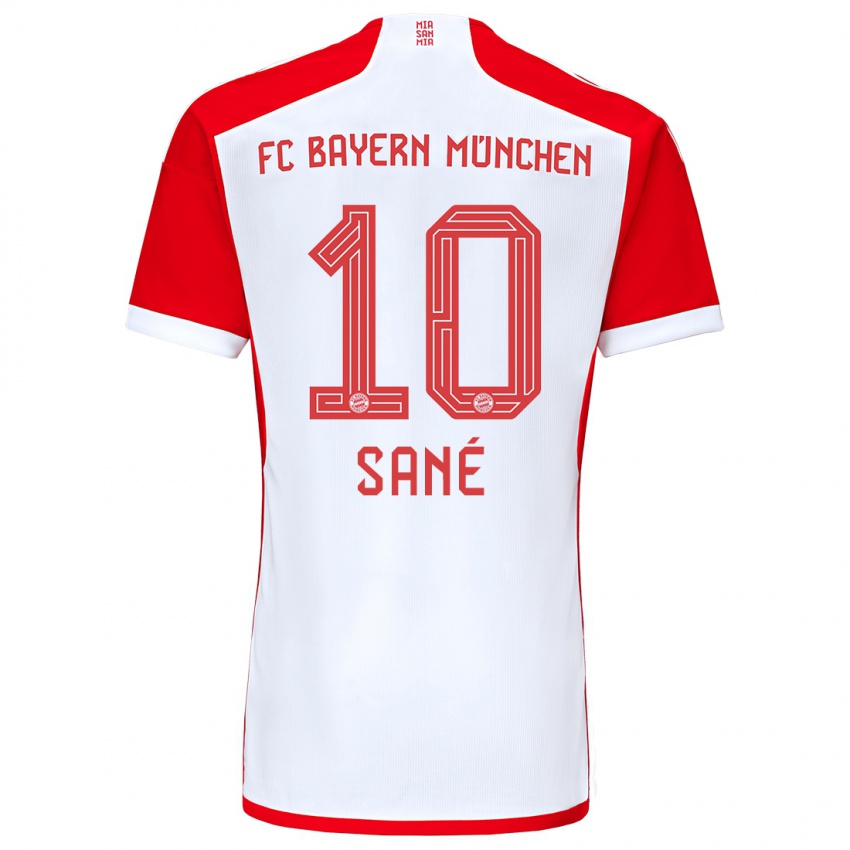 Criança Camisola Leroy Sane #10 Vermelho Branco Principal 2023/24 Camisa