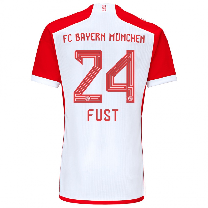 Criança Camisola Leon Fust #24 Vermelho Branco Principal 2023/24 Camisa