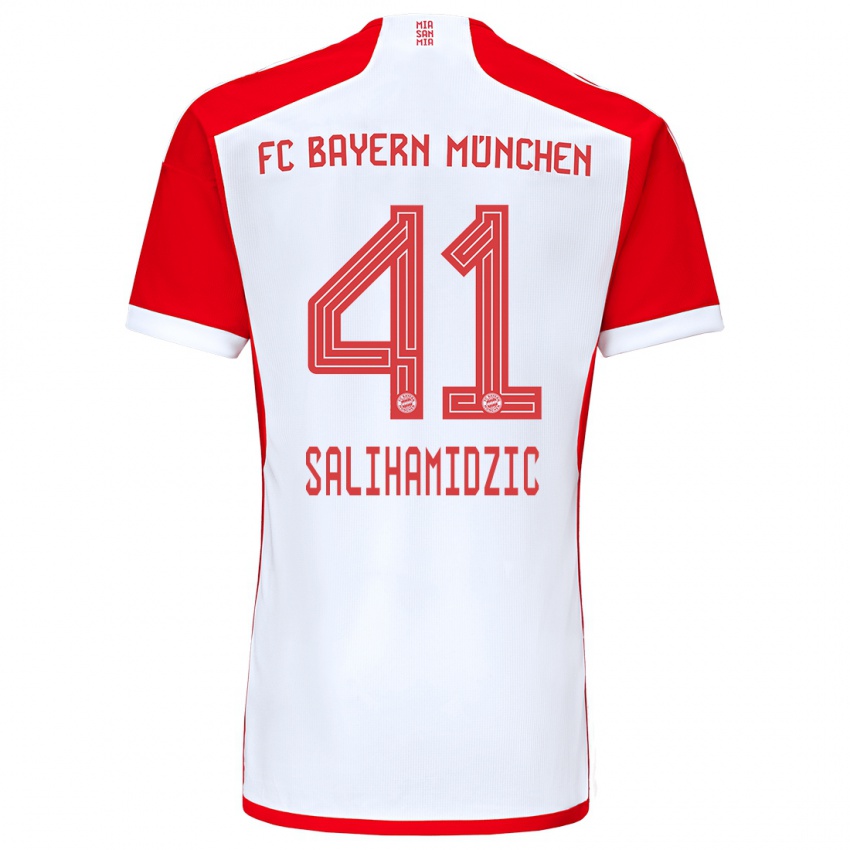 Criança Camisola Nick Salihamidzic #41 Vermelho Branco Principal 2023/24 Camisa