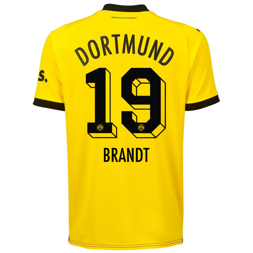 Criança Camisola Julian Brandt #19 Amarelo Principal 2023/24 Camisa