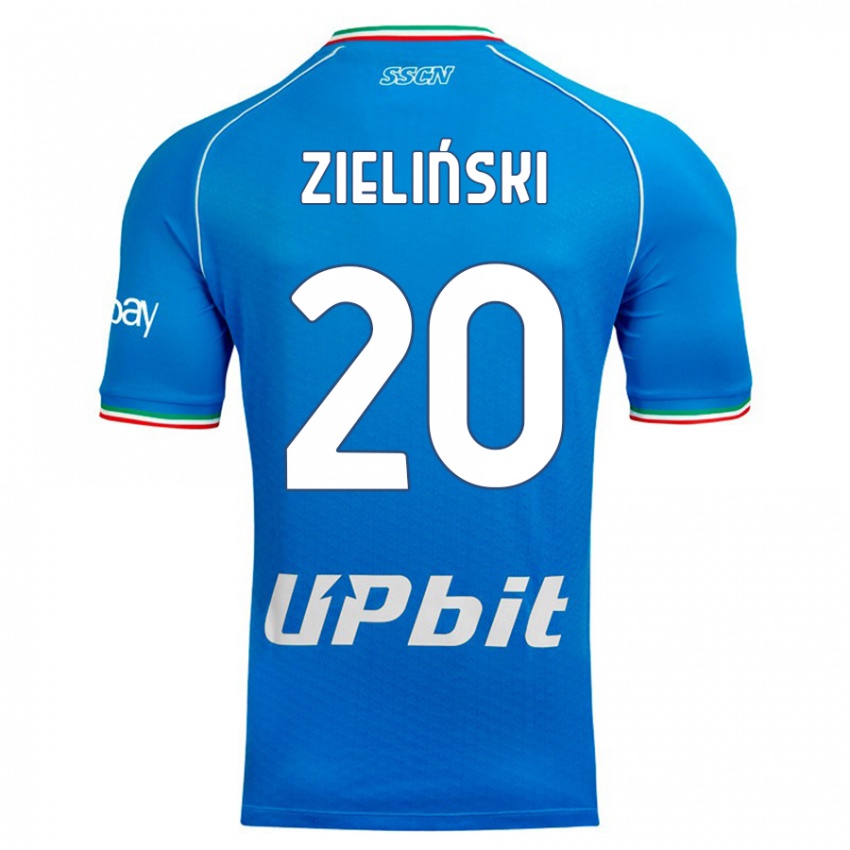 Criança Camisola Piotr Zielinski #20 Céu Azul Principal 2023/24 Camisa