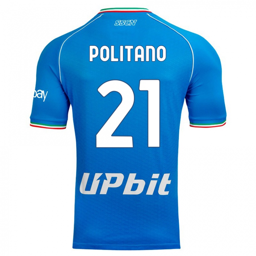 Criança Camisola Matteo Politano #21 Céu Azul Principal 2023/24 Camisa