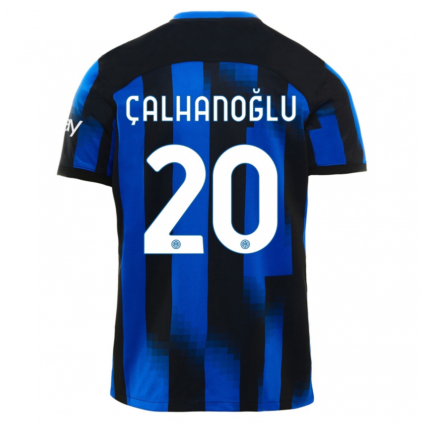 Criança Camisola Hakan Calhanoglu #20 Preto Azul Principal 2023/24 Camisa