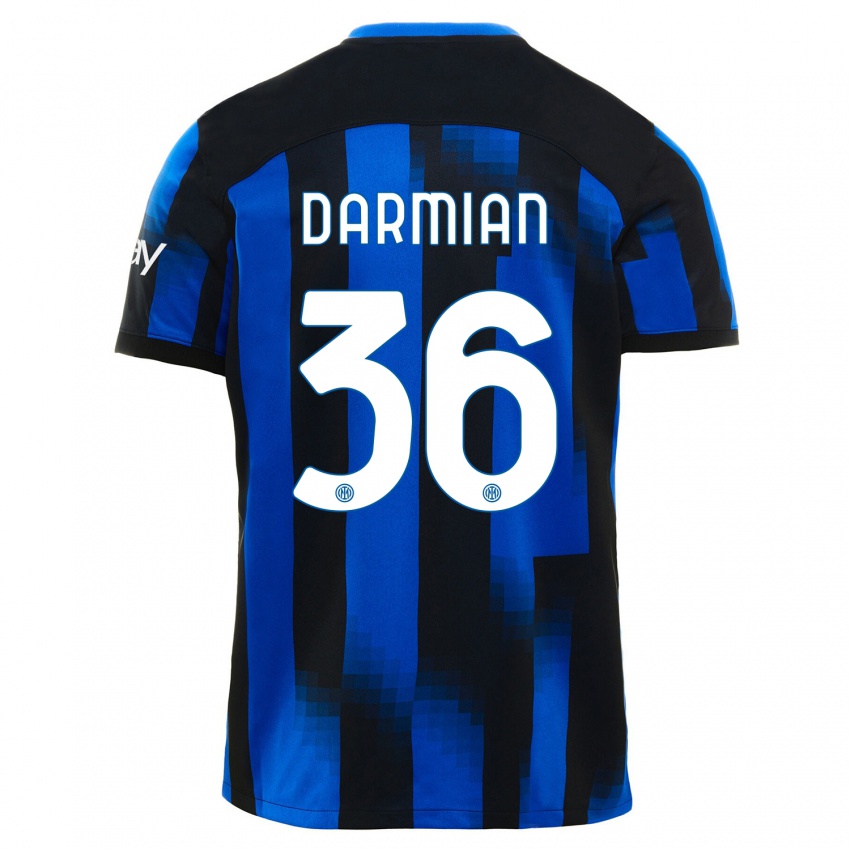 Criança Camisola Matteo Darmian #36 Preto Azul Principal 2023/24 Camisa