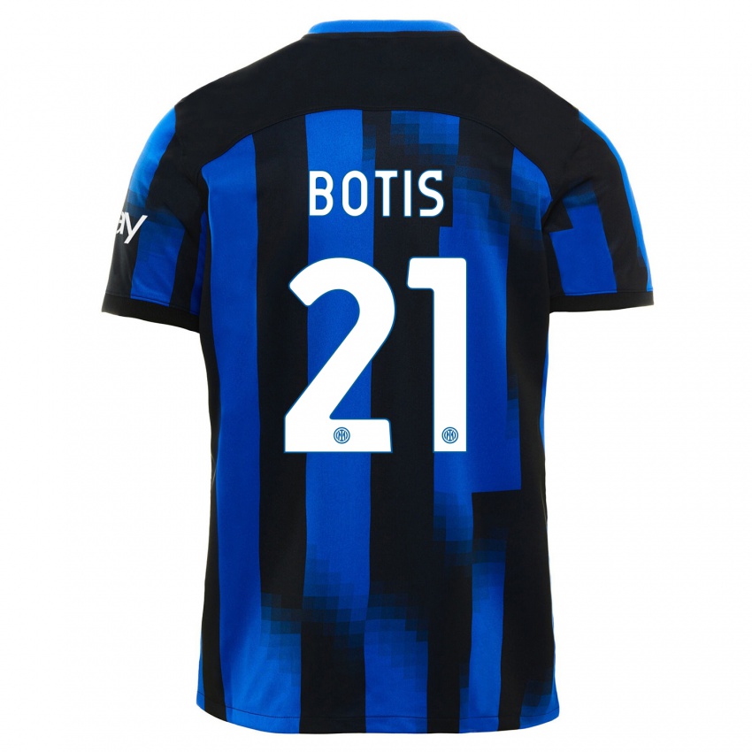 Criança Camisola Nikolaos Botis #21 Preto Azul Principal 2023/24 Camisa