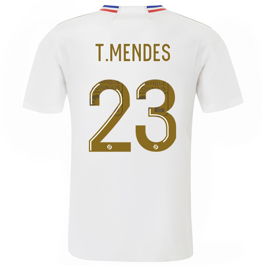 Criança Camisola Thiago Mendes #23 Branco Principal 2023/24 Camisa