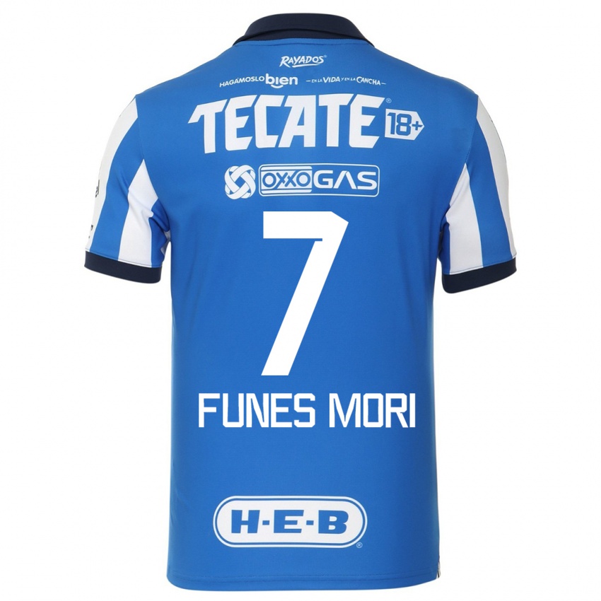 Criança Camisola Rogelio Funes Mori #7 Branco Azulado Principal 2023/24 Camisa