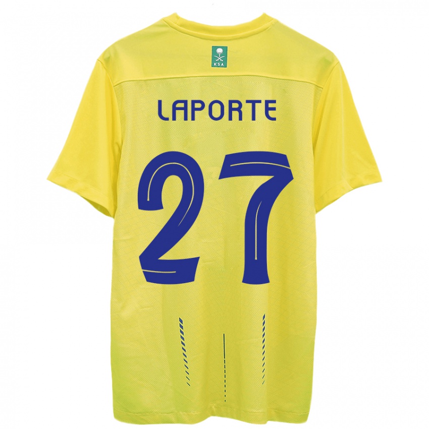 Criança Camisola Aymeric Laporte #27 Amarelo Principal 2023/24 Camisa