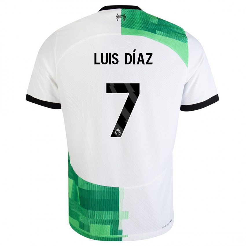 Criança Camisola Luis Diaz #7 Branco Verde Alternativa 2023/24 Camisa