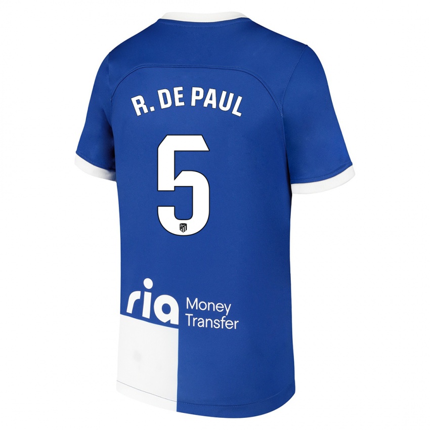 Criança Camisola Rodrigo De Paul #5 Branco Azulado Alternativa 2023/24 Camisa