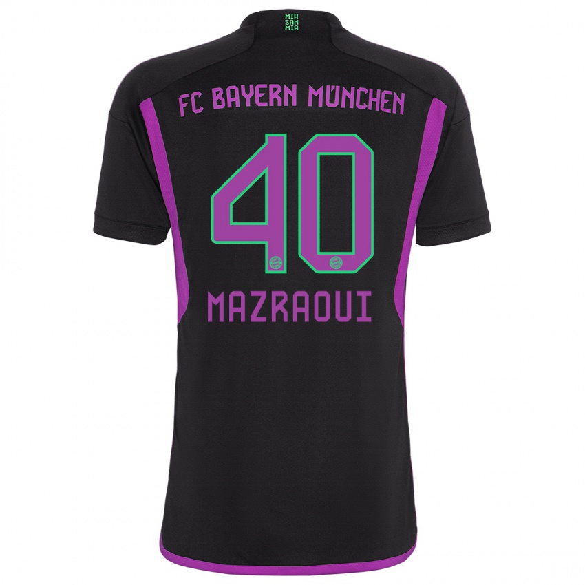 Criança Camisola Noussair Mazraoui #40 Preto Alternativa 2023/24 Camisa