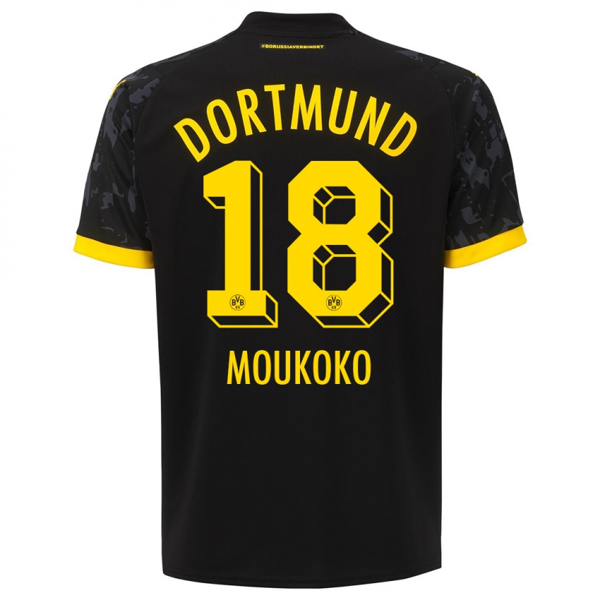 Criança Camisola Youssoufa Moukoko #18 Preto Alternativa 2023/24 Camisa