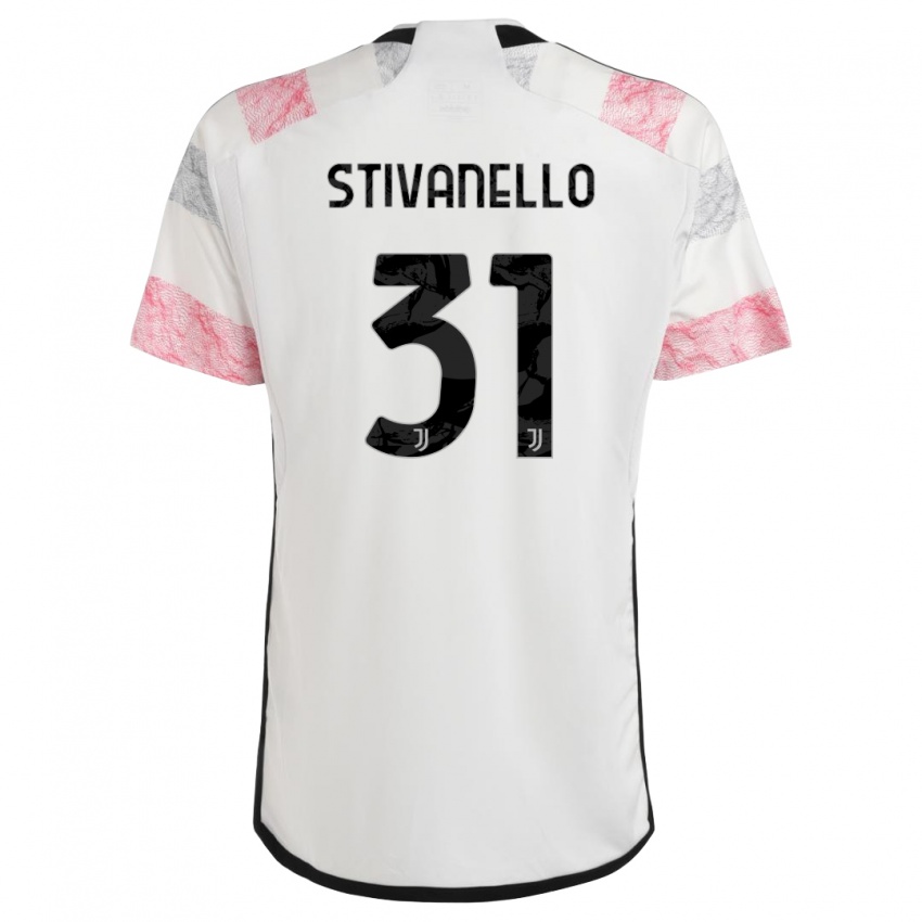 Criança Camisola Riccardo Stivanello #31 Branco Rosa Alternativa 2023/24 Camisa