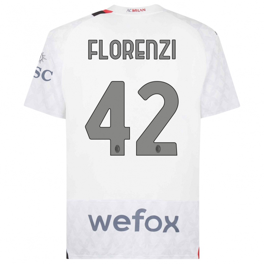 Criança Camisola Alessandro Florenzi #42 Branco Alternativa 2023/24 Camisa