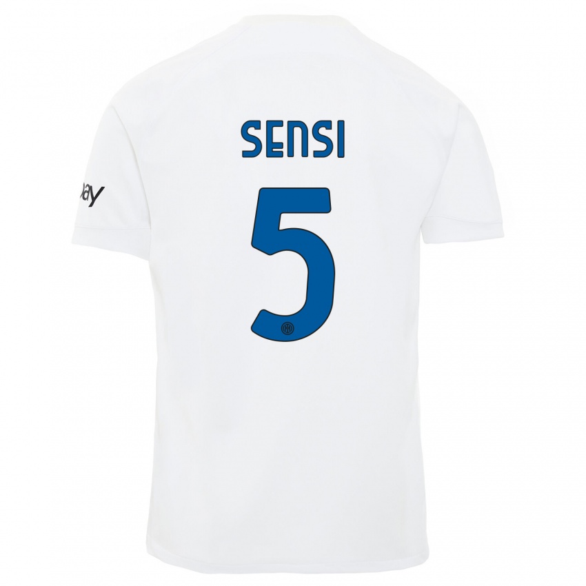 Criança Camisola Stefano Sensi #5 Branco Alternativa 2023/24 Camisa