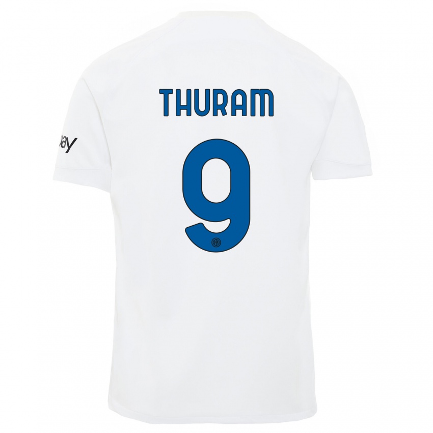 Criança Camisola Marcus Thuram #9 Branco Alternativa 2023/24 Camisa