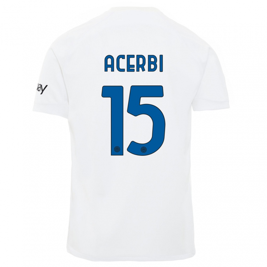 Criança Camisola Francesco Acerbi #15 Branco Alternativa 2023/24 Camisa