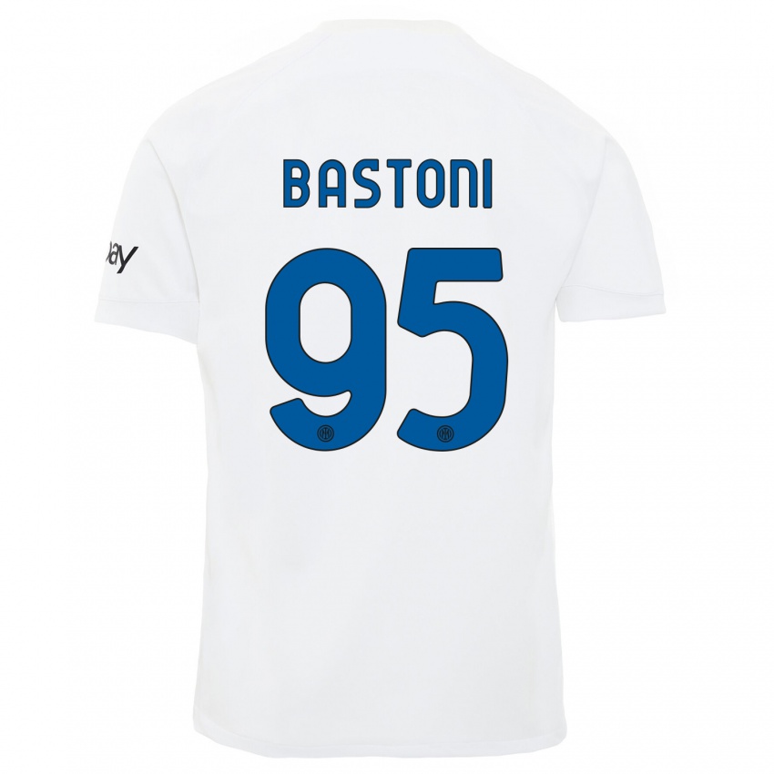 Criança Camisola Alessandro Bastoni #95 Branco Alternativa 2023/24 Camisa