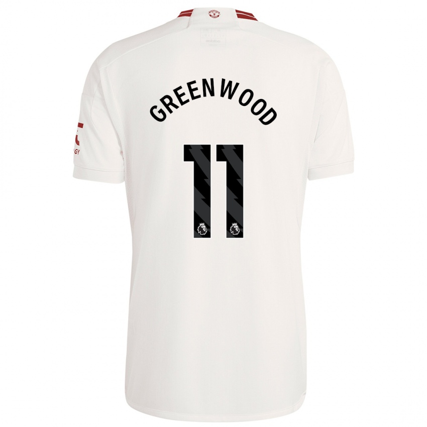 Criança Camisola Mason Greenwood #11 Branco Terceiro 2023/24 Camisa