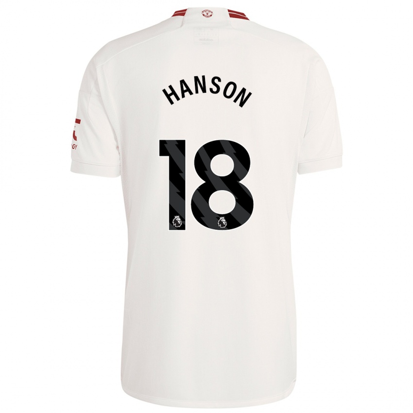 Criança Camisola Kirsty Hanson #18 Branco Terceiro 2023/24 Camisa