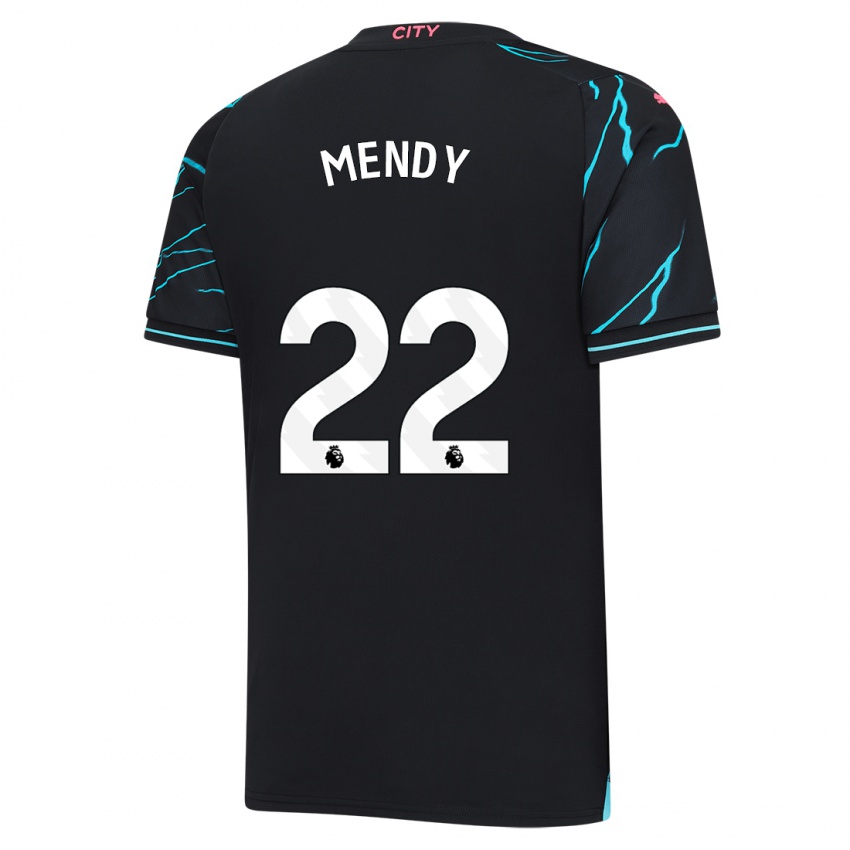 Criança Camisola Benjamin Mendy #22 Azul Escuro Terceiro 2023/24 Camisa