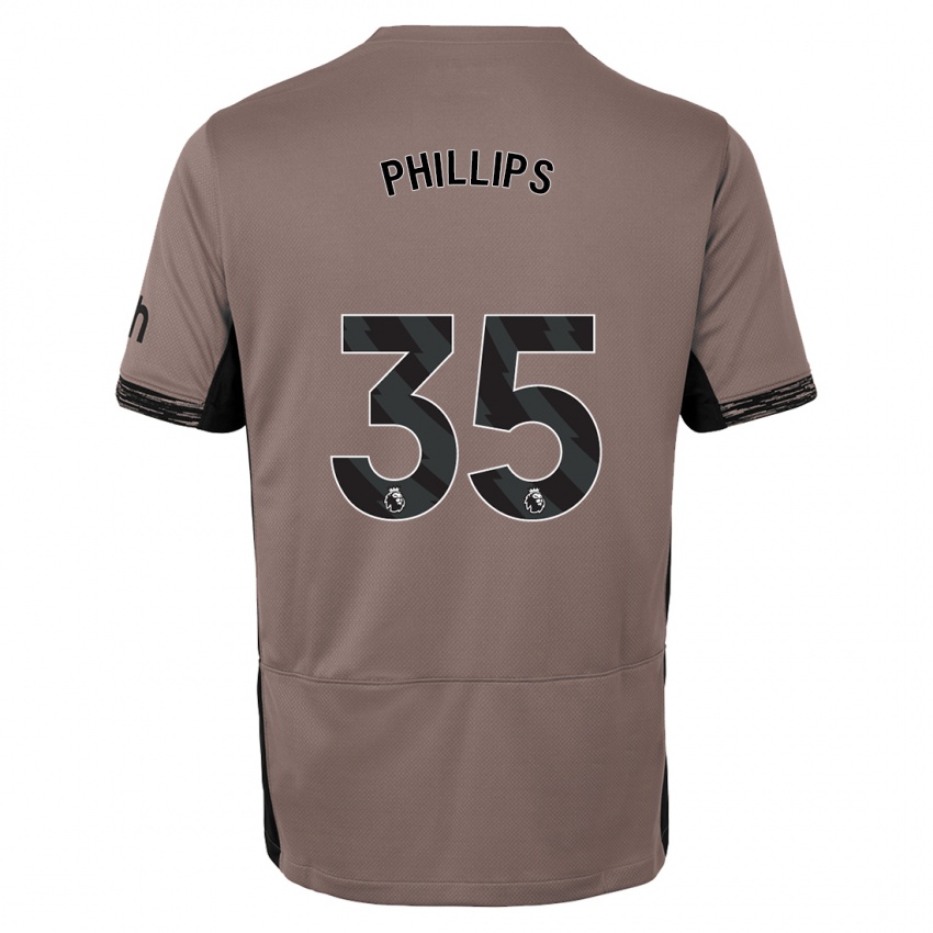 Criança Camisola Ashley Phillips #35 Bege Escuro Terceiro 2023/24 Camisa