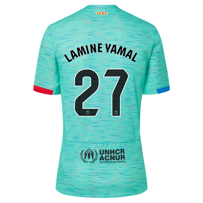 Criança Camisola Lamine Yamal #27 Água Clara Terceiro 2023/24 Camisa