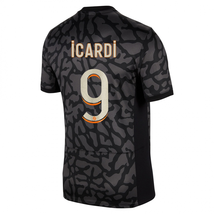 Criança Camisola Mauro Icardi #9 Preto Terceiro 2023/24 Camisa