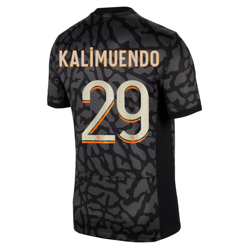 Criança Camisola Arnaud Kalimuendo #29 Preto Terceiro 2023/24 Camisa