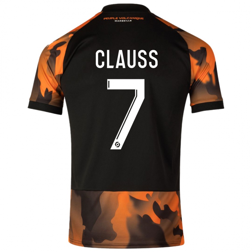 Criança Camisola Jonathan Clauss #7 Preto Laranja Terceiro 2023/24 Camisa