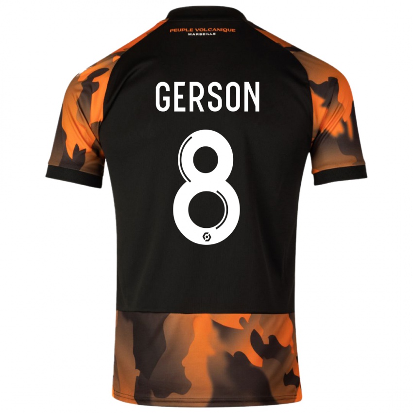 Criança Camisola Gerson #8 Preto Laranja Terceiro 2023/24 Camisa