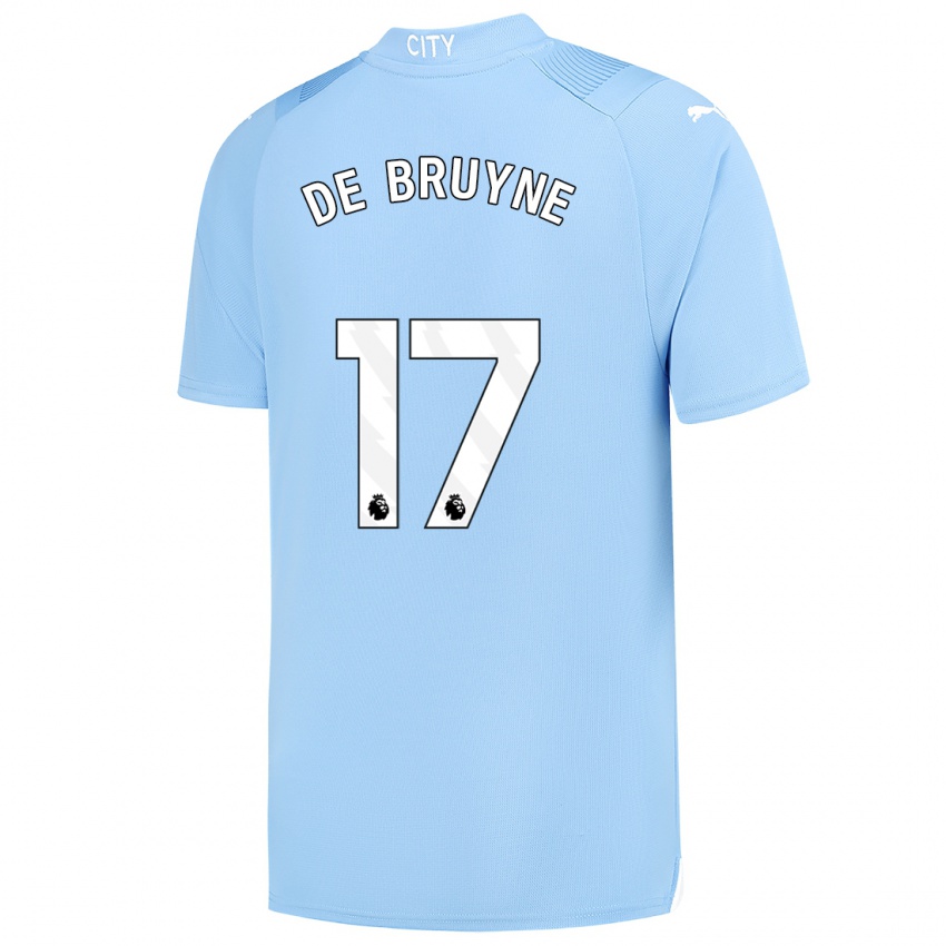 Homem Camisola Kevin De Bruyne #17 Azul Claro Principal 2023/24 Camisa