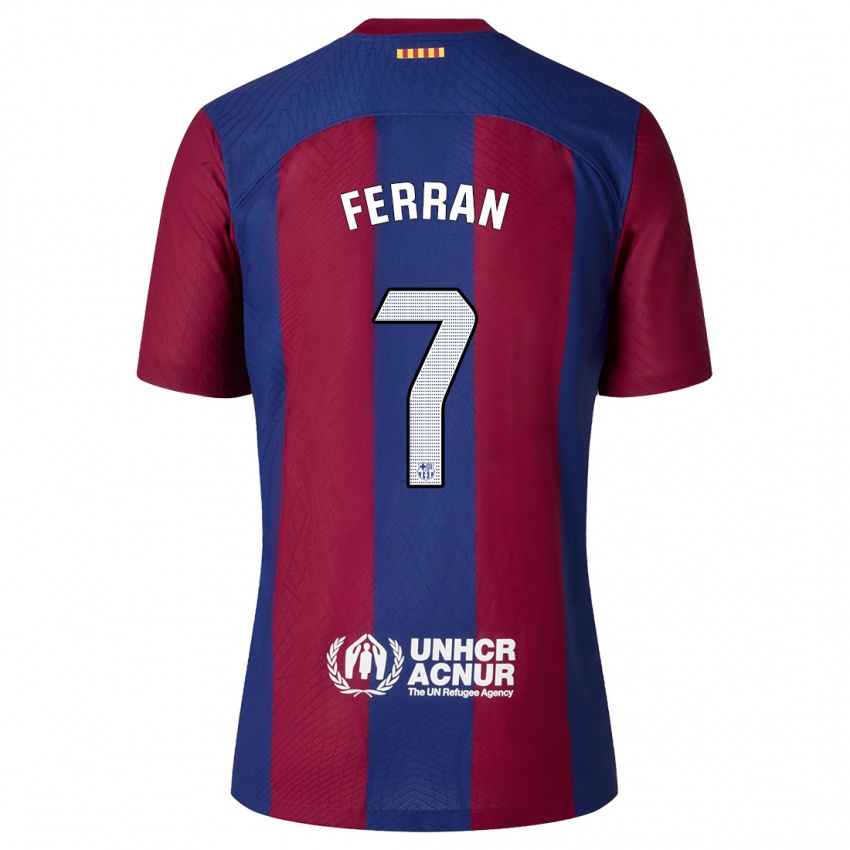 Homem Camisola Ferran Torres #7 Vermelho Azul Principal 2023/24 Camisa