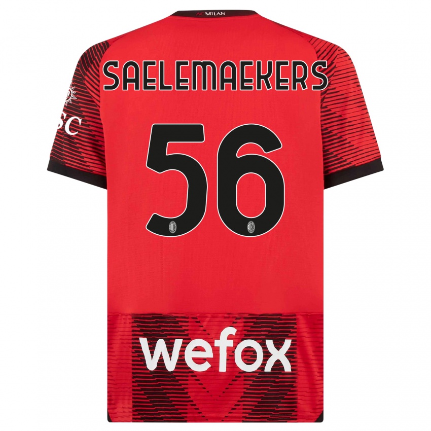 Homem Camisola Alexis Saelemaekers #56 Vermelho Preto Principal 2023/24 Camisa