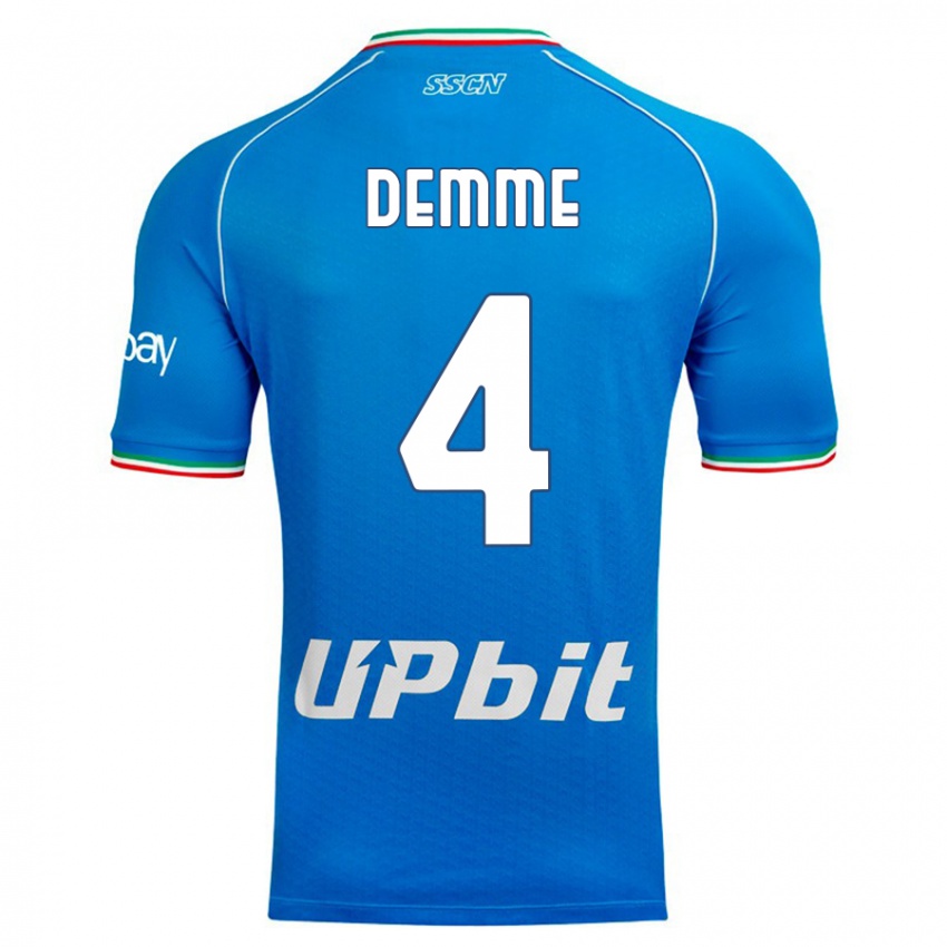 Homem Camisola Diego Demme #4 Céu Azul Principal 2023/24 Camisa