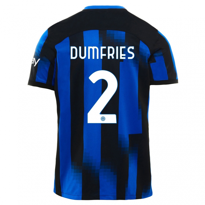 Homem Camisola Denzel Dumfries #2 Preto Azul Principal 2023/24 Camisa