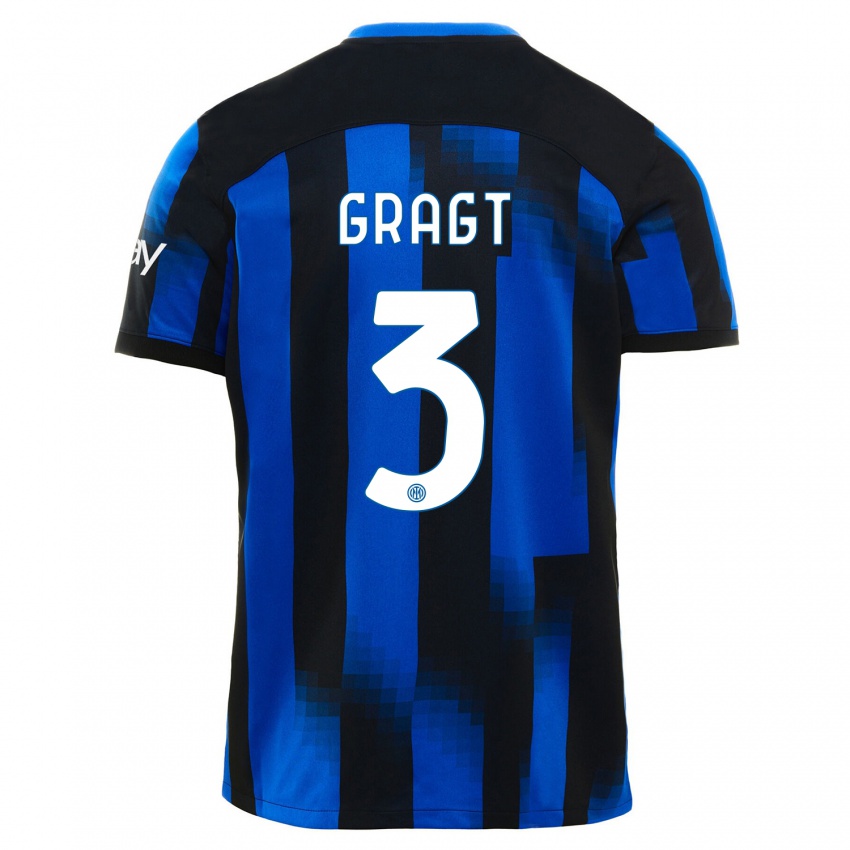 Homem Camisola Stefanie Van Der Gragt #3 Preto Azul Principal 2023/24 Camisa