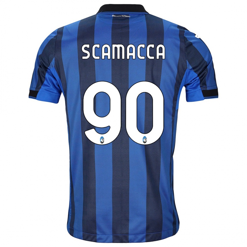 Homem Camisola Gianluca Scamacca #90 Preto Azul Principal 2023/24 Camisa