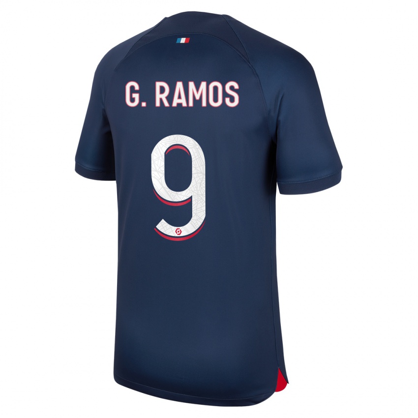 Homem Camisola Goncalo Ramos #9 Azul Vermelho Principal 2023/24 Camisa