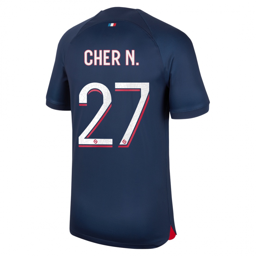 Homem Camisola Cher Ndour #27 Azul Vermelho Principal 2023/24 Camisa