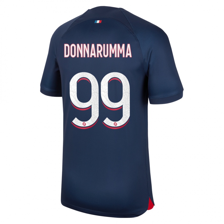 Homem Camisola Gianluigi Donnarumma #99 Azul Vermelho Principal 2023/24 Camisa