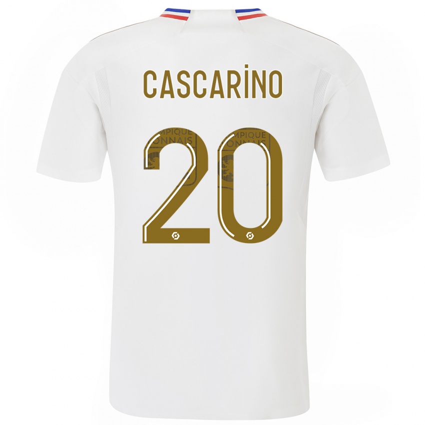 Homem Camisola Delphine Cascarino #20 Branco Principal 2023/24 Camisa