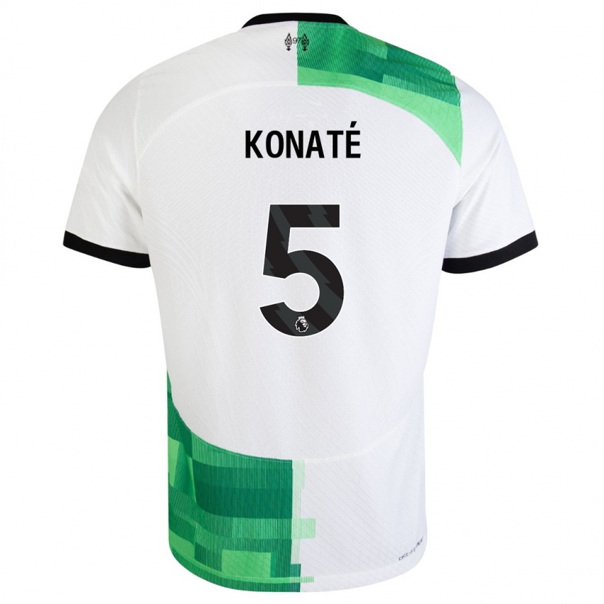 Homem Camisola Ibrahima Konate #5 Branco Verde Alternativa 2023/24 Camisa