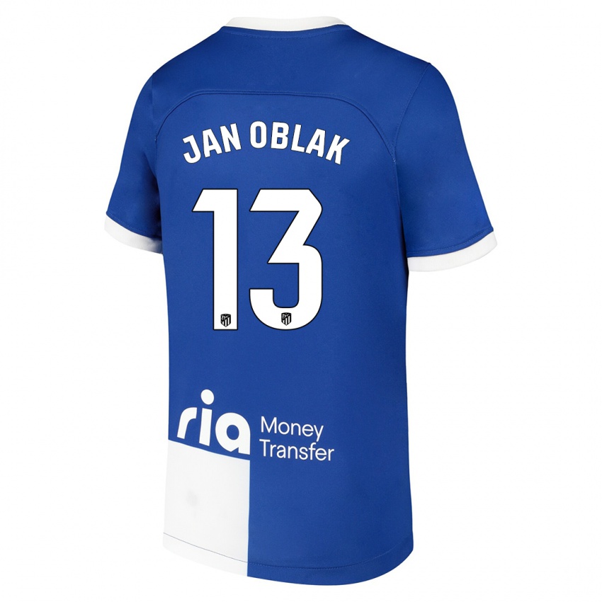 Homem Camisola Jan Oblak #13 Branco Azulado Alternativa 2023/24 Camisa