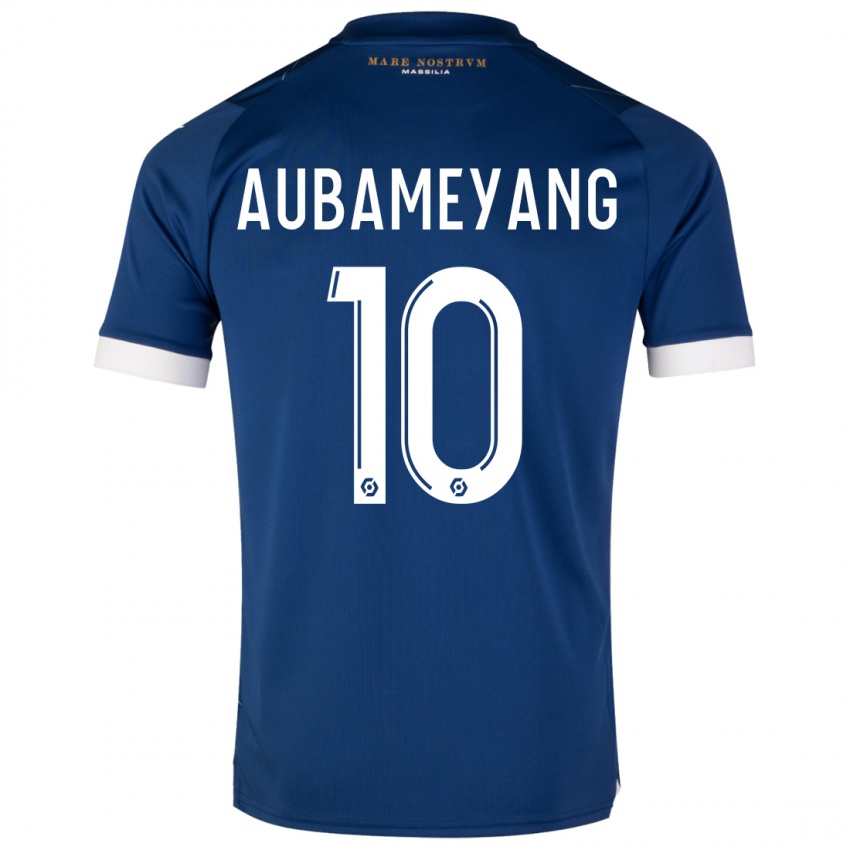Homem Camisola Pierre-Emerick Aubameyang #10 Azul Escuro Alternativa 2023/24 Camisa