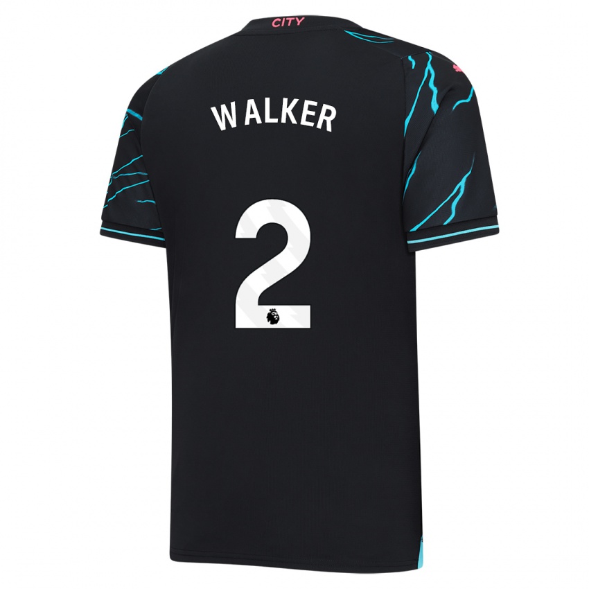 Homem Camisola Kyle Walker #2 Azul Escuro Terceiro 2023/24 Camisa